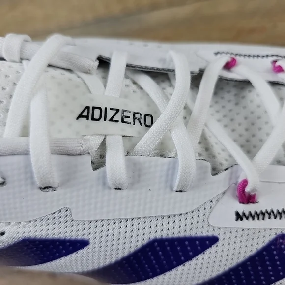 adidas Adizero SL Men's Running Shoes White/Lucid Blue/Fuschia - Picture 8 of 12